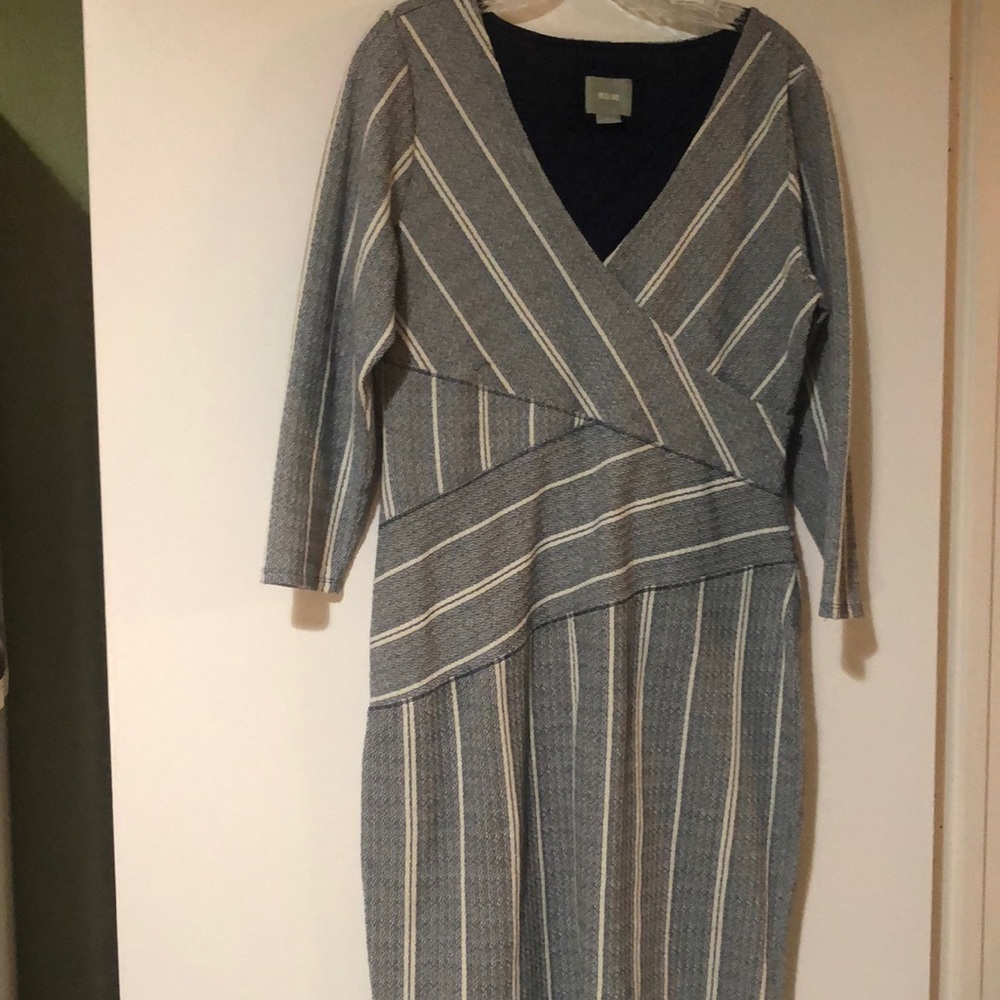 Maeve textured blue and white dress